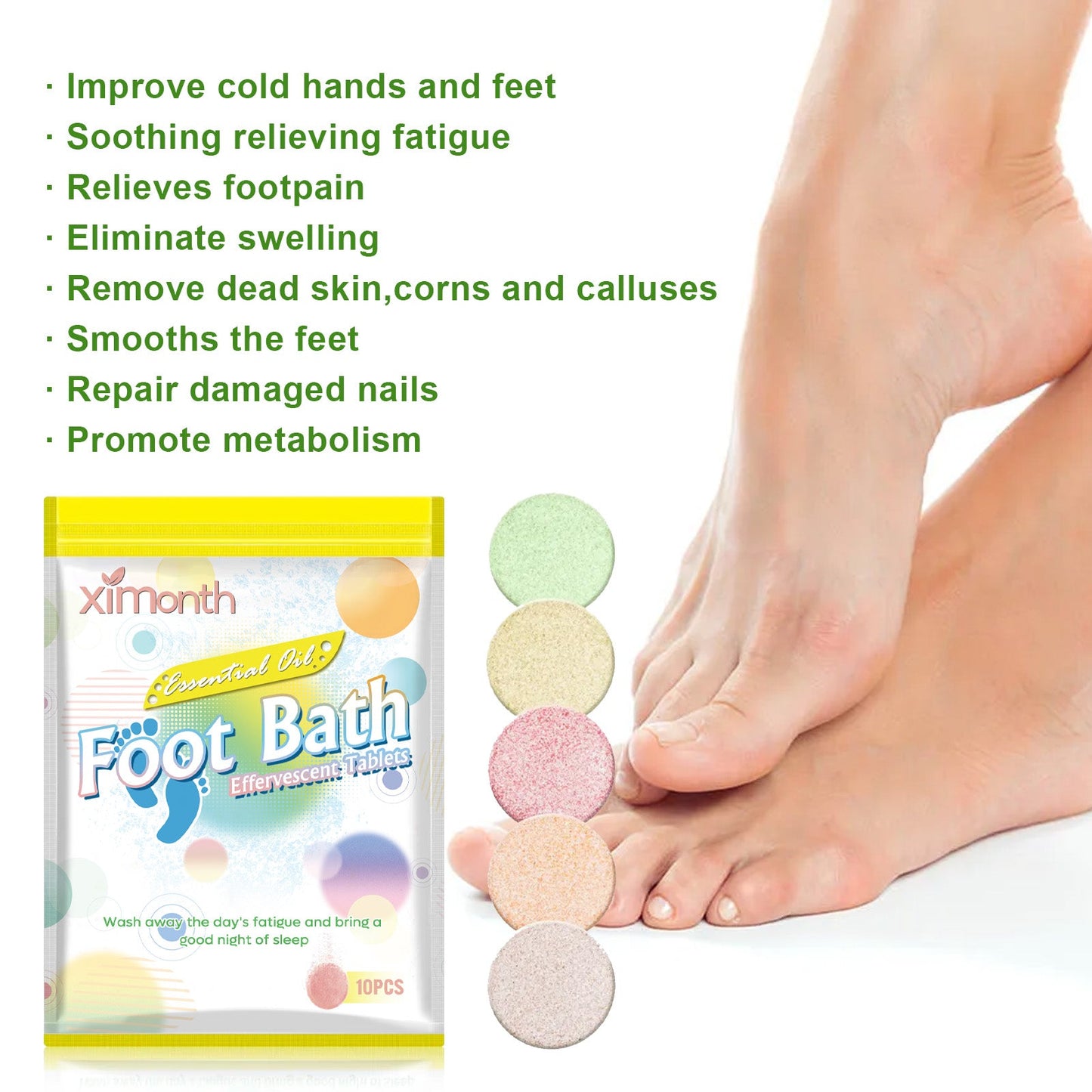 Foot Bath To Soak Foot Pieces, Foot Cleansing Treatments Relieve Fatigue Pamper Sleep Body Care Foot Bath Tablets