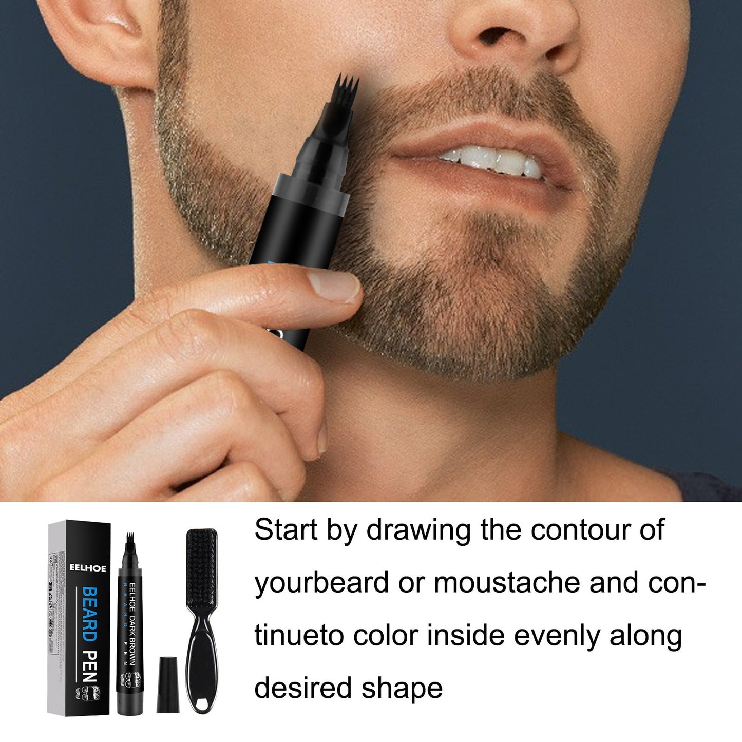 Foreign Trade Cross-Border Beard Filler Pen Kit, Waterproof, Sweat Resistant, Makeup Free Beard Pen Beard Pen