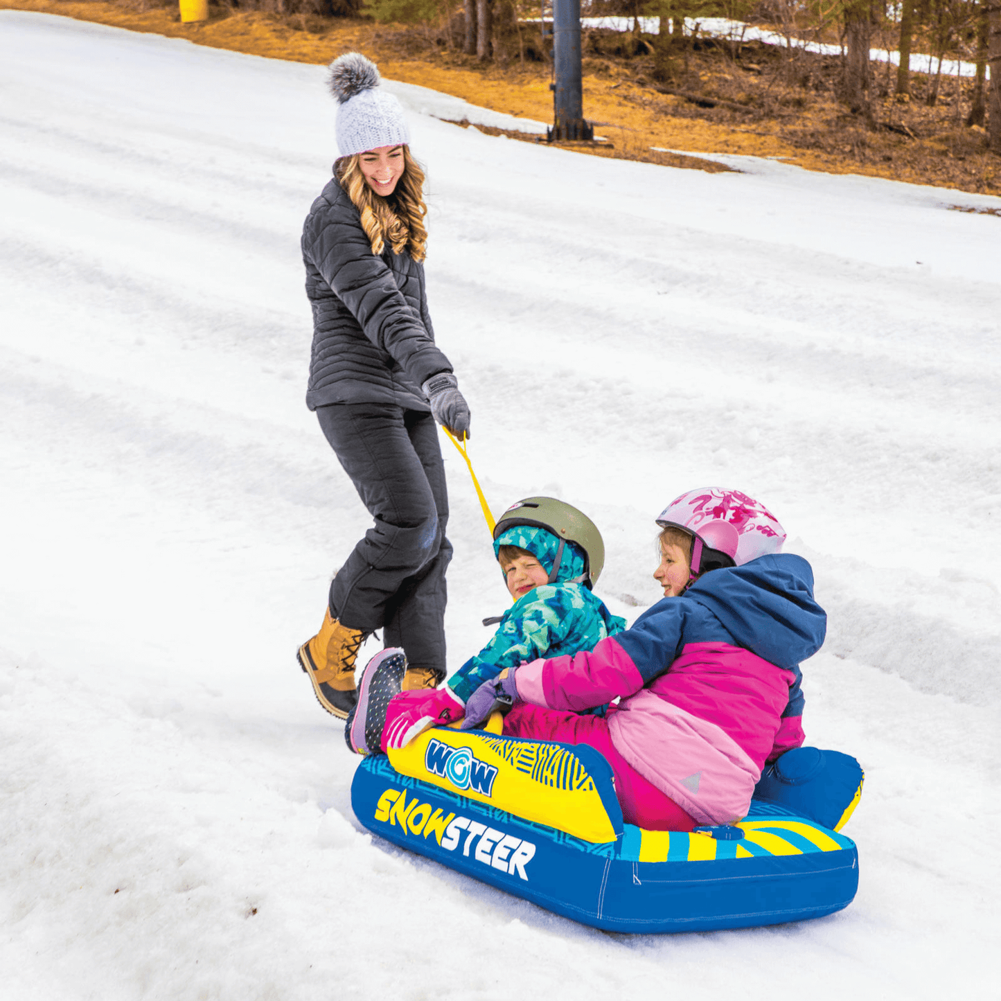 WOW Watersports SnowSteer Snow Sled with Lying Position for Easy Sledding