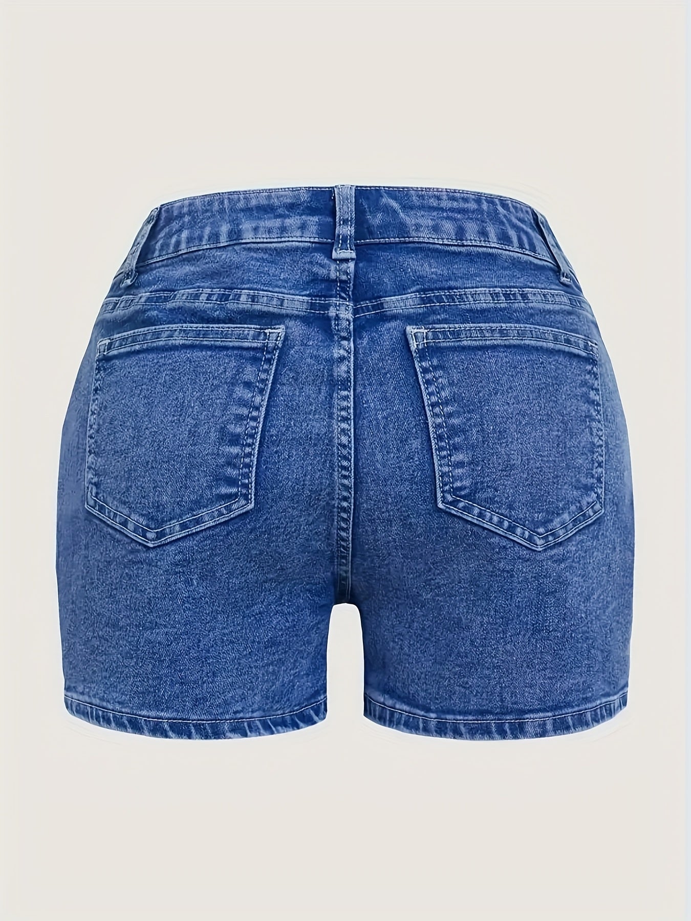 Retro Stretch Denim Work Shorts Stylish Pocketed Comfortable