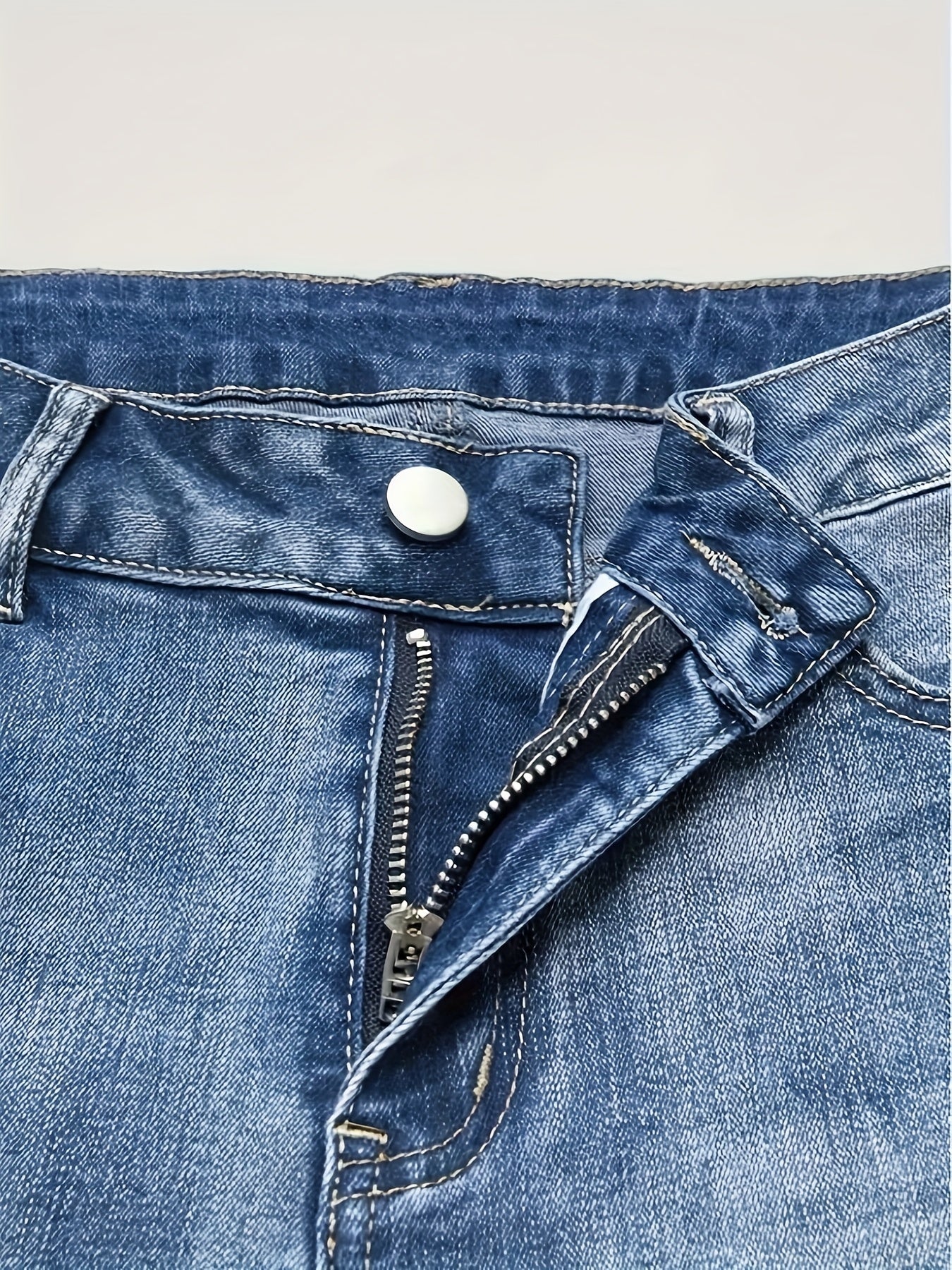 Elegant Stretch Slim Embroidered Mi length Jeans