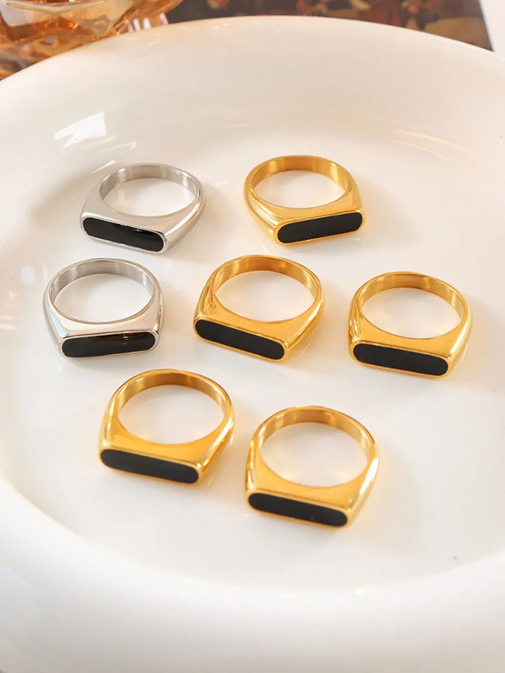 French fashion exaggerated geometric weight glazed element ring