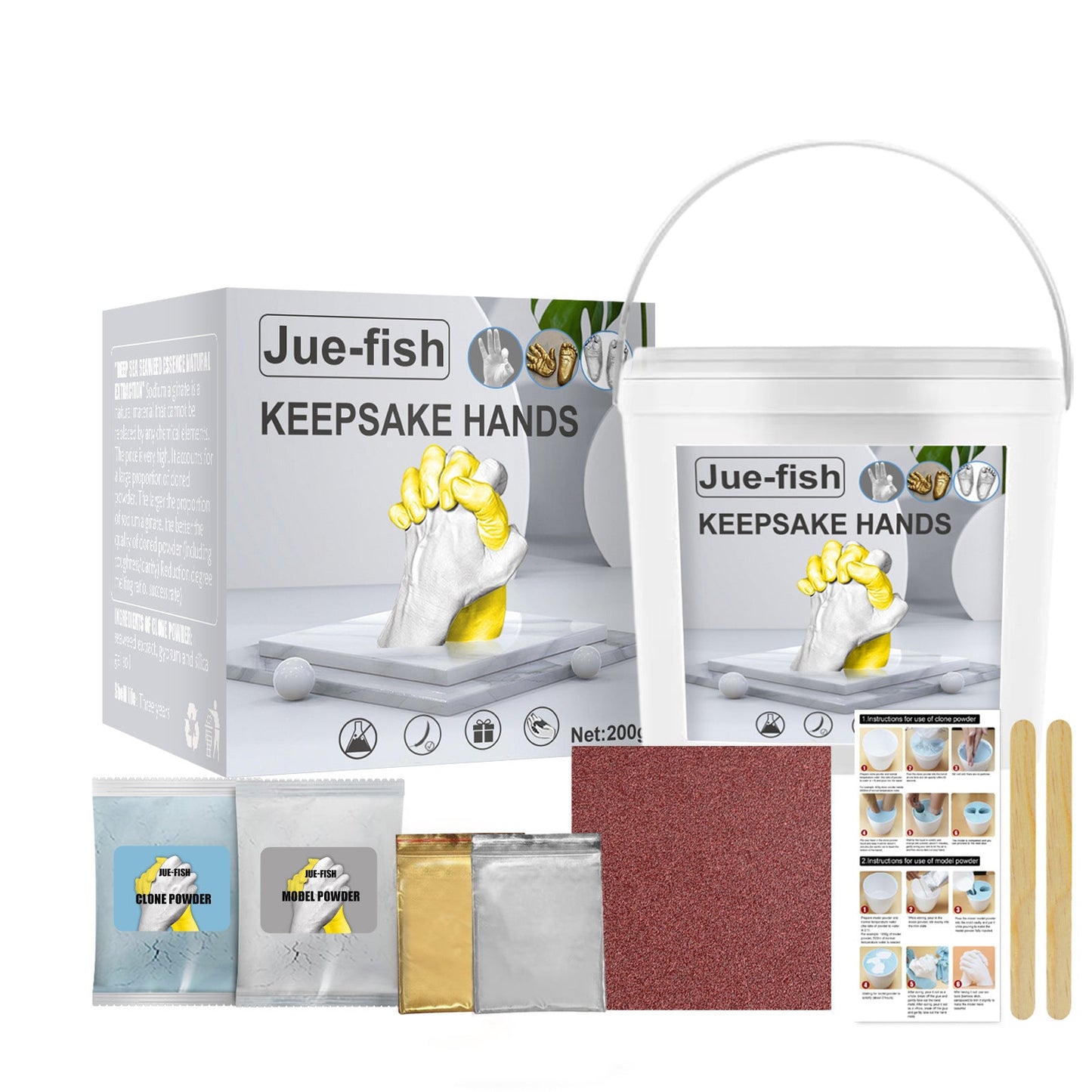 Jue-Fish 3D Hand Makrolon Powder Couple Anniversary Souvenir DIY Mother's Day Children's Day Gift