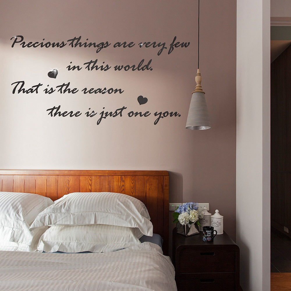 Precious English Letter Acrylic Mirror Surface Sticker Literary Sentence Background Wall Decoration Self-Adhesive 3D Wall Sticker