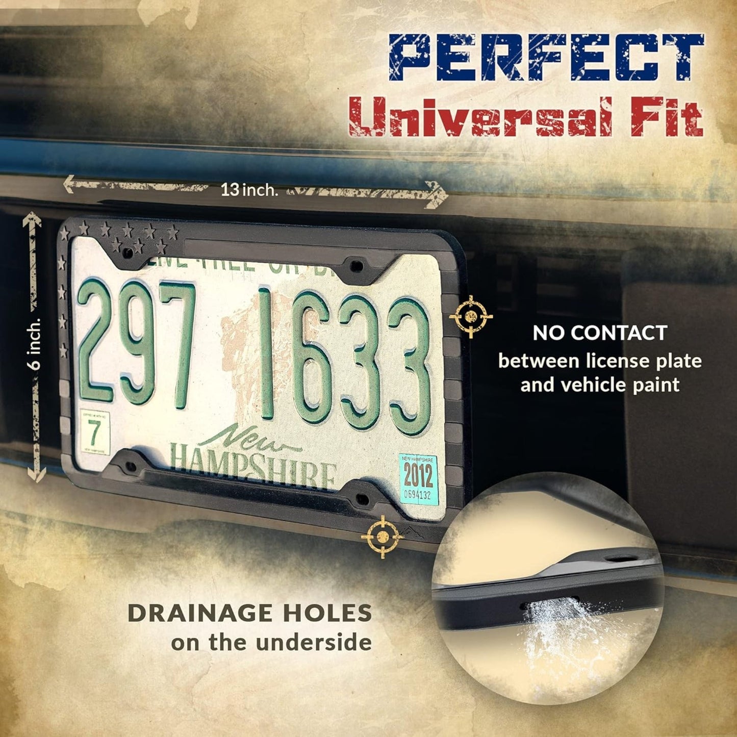 Tactilian Original Silicone American Flag License Plate Frame Holder