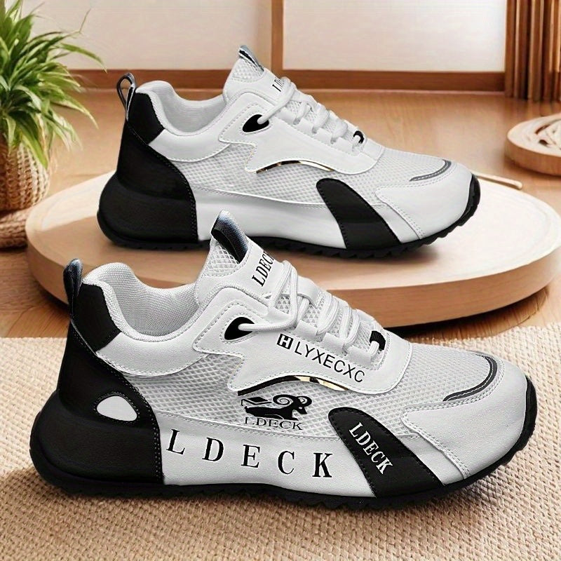 Golden Accent Mesh Sneakers Breathable Light Customizable