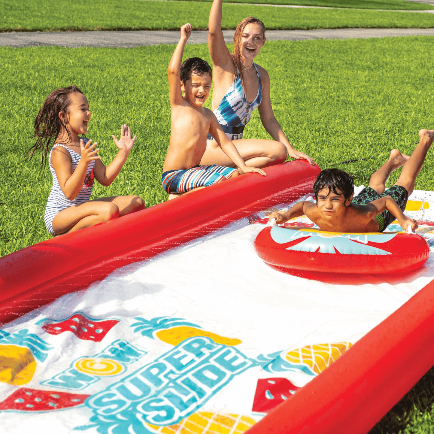 WOW Watersports Pineapple Super Backyard Lawn Slide with High Side Walls and Sprayers