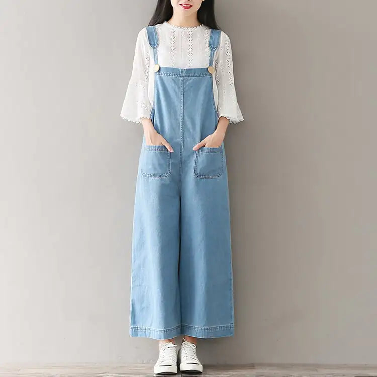 Wide Leg Denim Cropped Pants