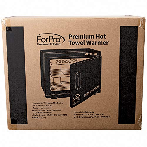 ForPro Professional Collection Premium Hot Towel Warmer, 23L Extra Large Capacity, Two Stainless Steel Racks, Black