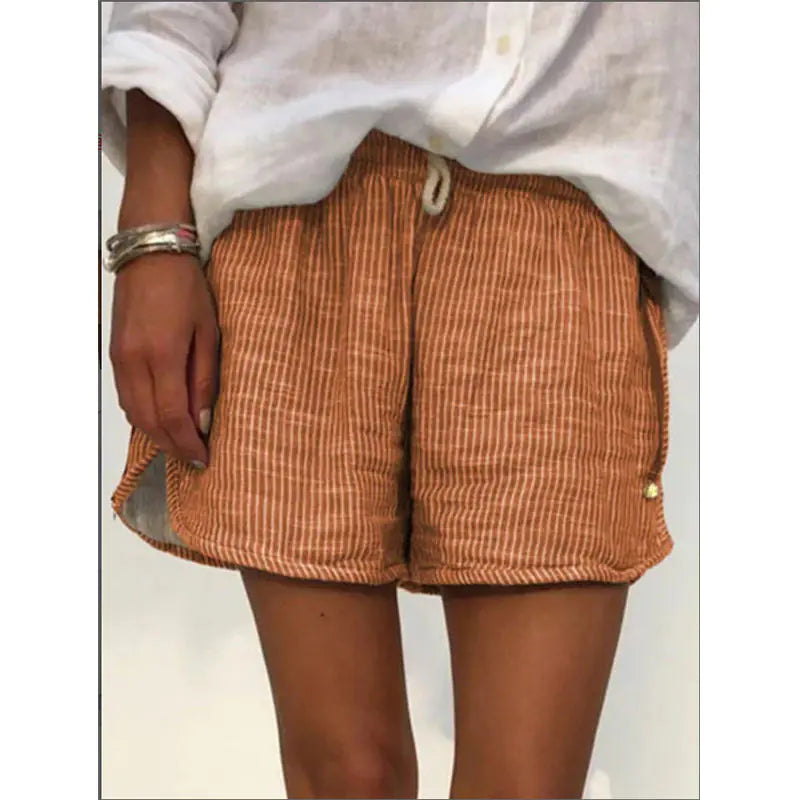 Striped Print Elastic Waist Slimming Wide Leg Shorts