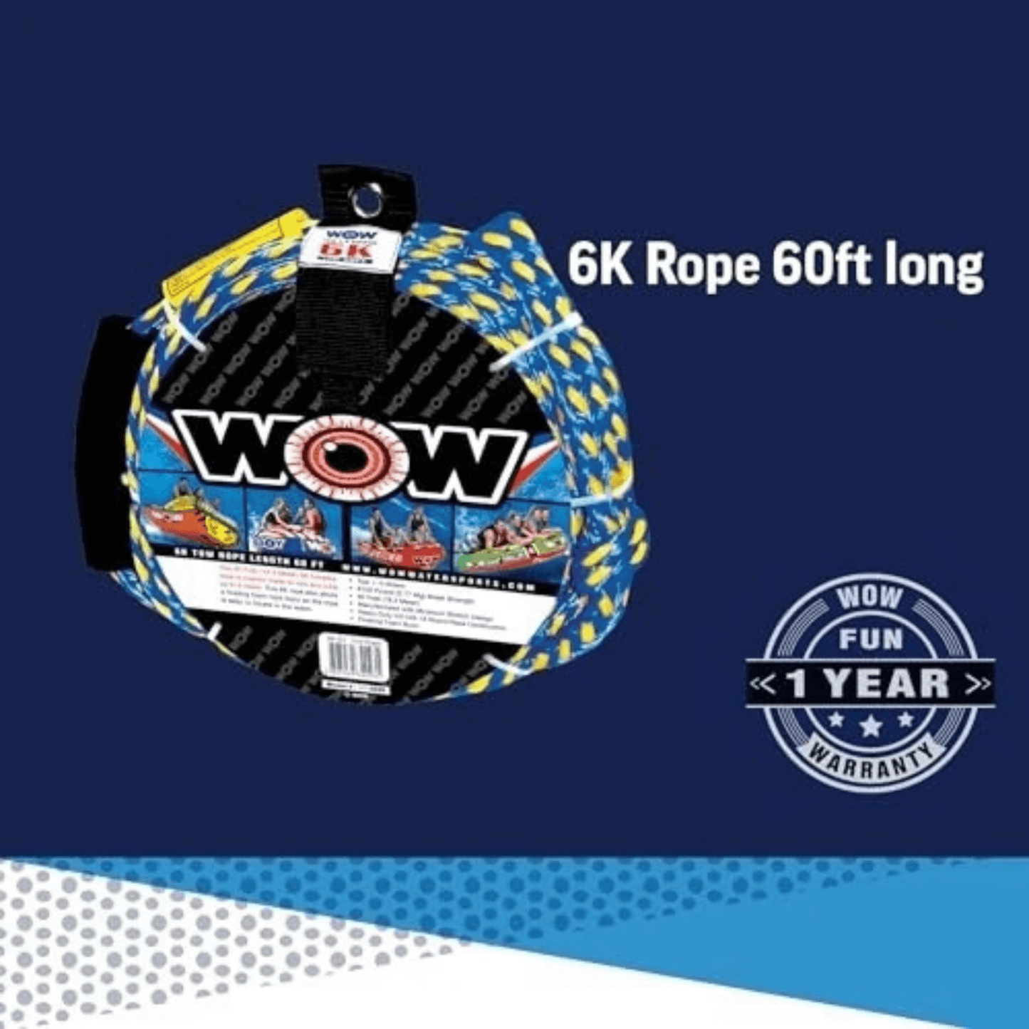 WOW Watersports 6K 60' Tow Rope w 6100 Lbs Break Strength