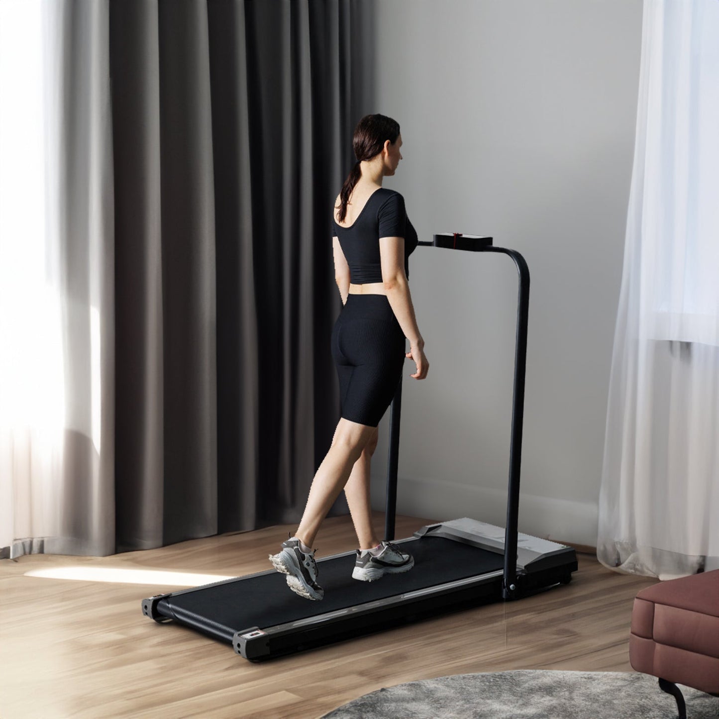 Flatbed walker with armrests gray