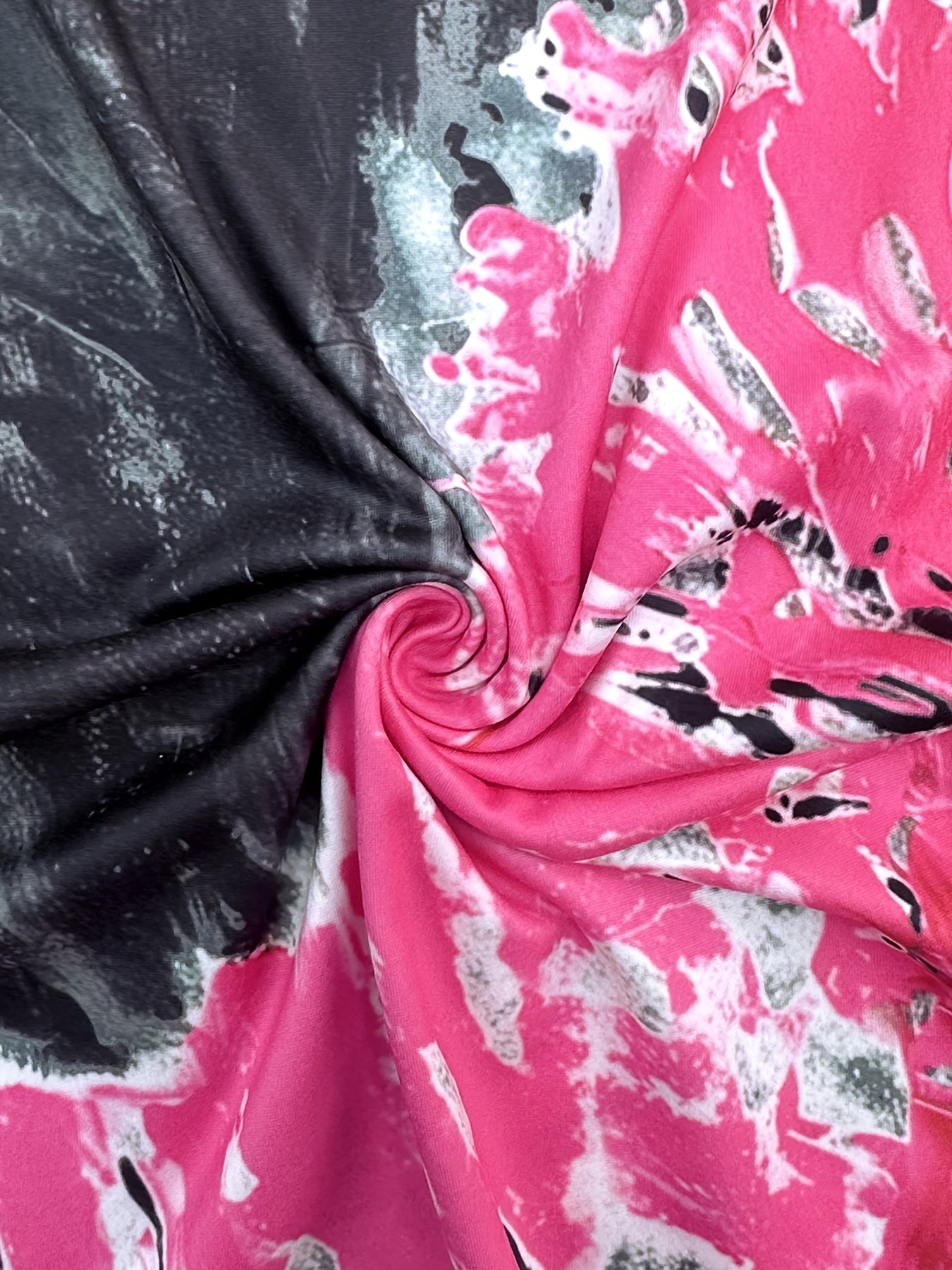 Pink  Black TieDye Cold Shoulder Tee