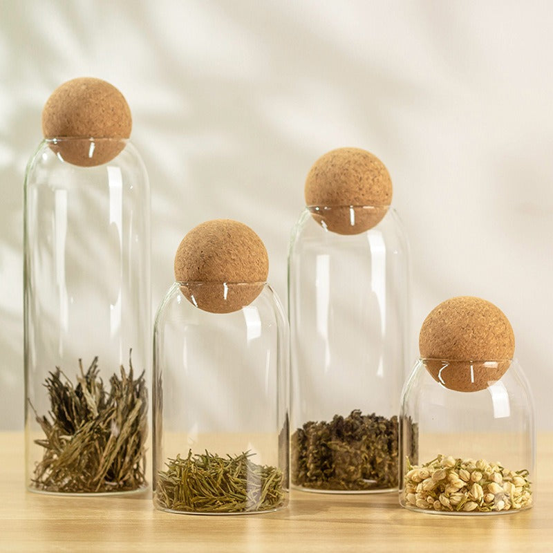 Food Storage Glass Jar with Wood Lid Ball Clear
