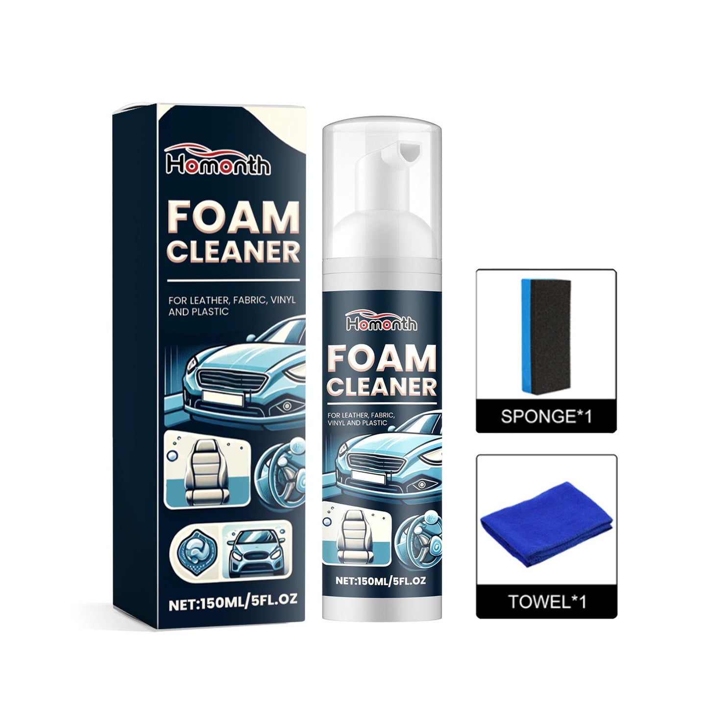 Foam Cleaner, Car Interior Seats Clean Decontamination Bright Refurbishment