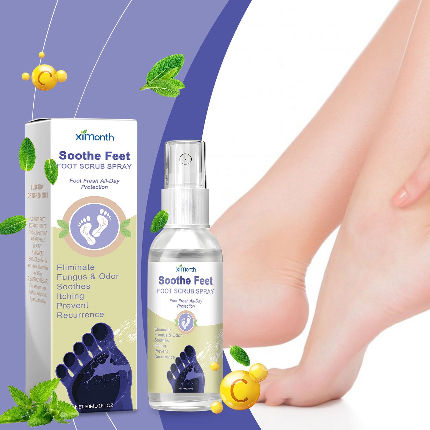 Foot Repair Spray Relieves Dryness, Peeling, Itchy Feet, Removes Dead Skin, Calluses, Moisturizes And Removes Odors