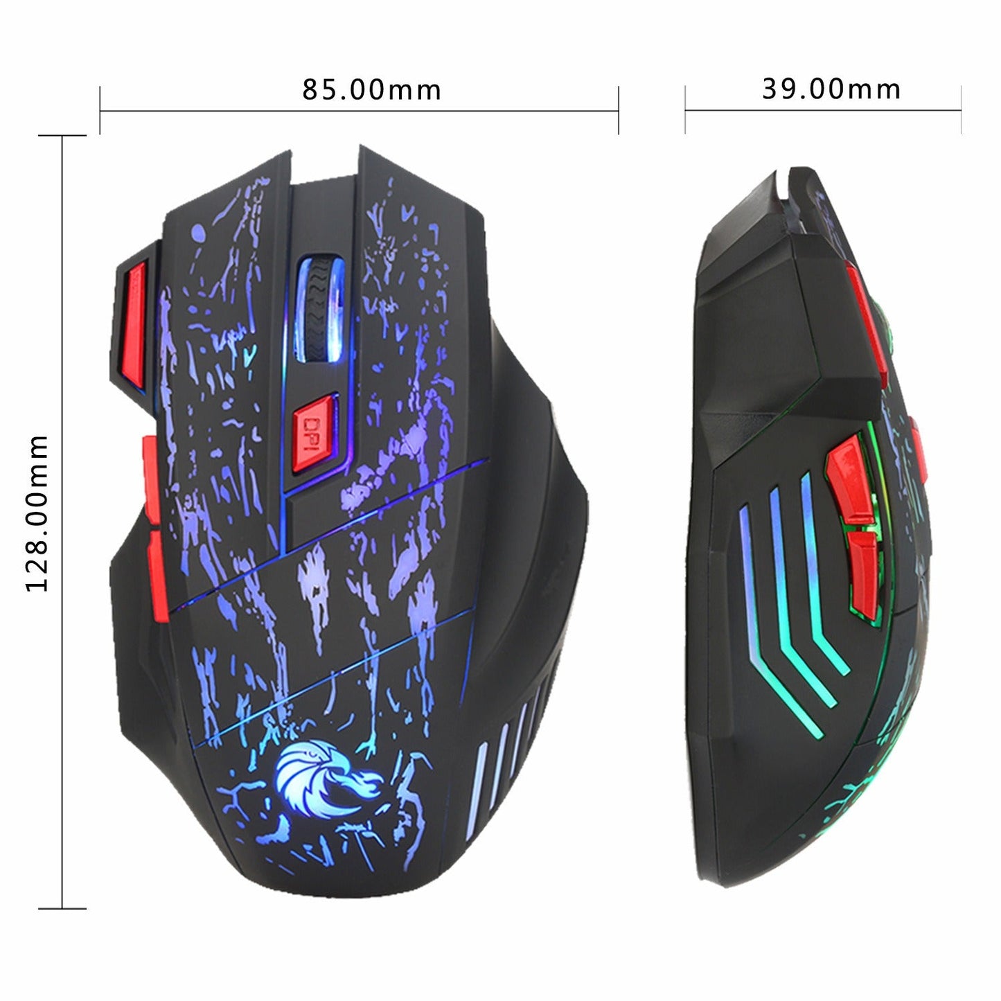 Flowing Crack Colorful Luminous Gaming Mouse Wired Blaze Bird Mouse