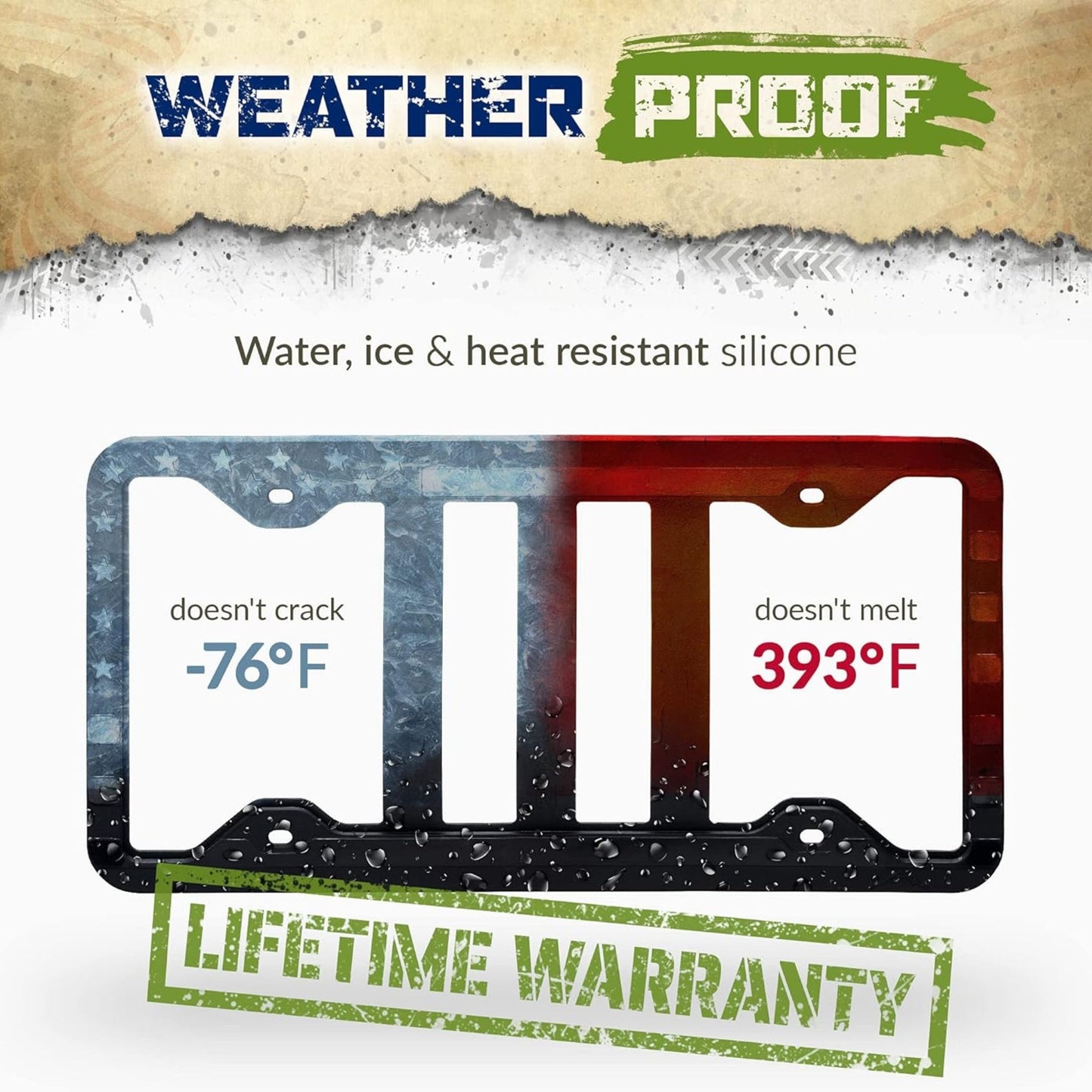 Tactilian Original Silicone American Flag License Plate Frame Holder