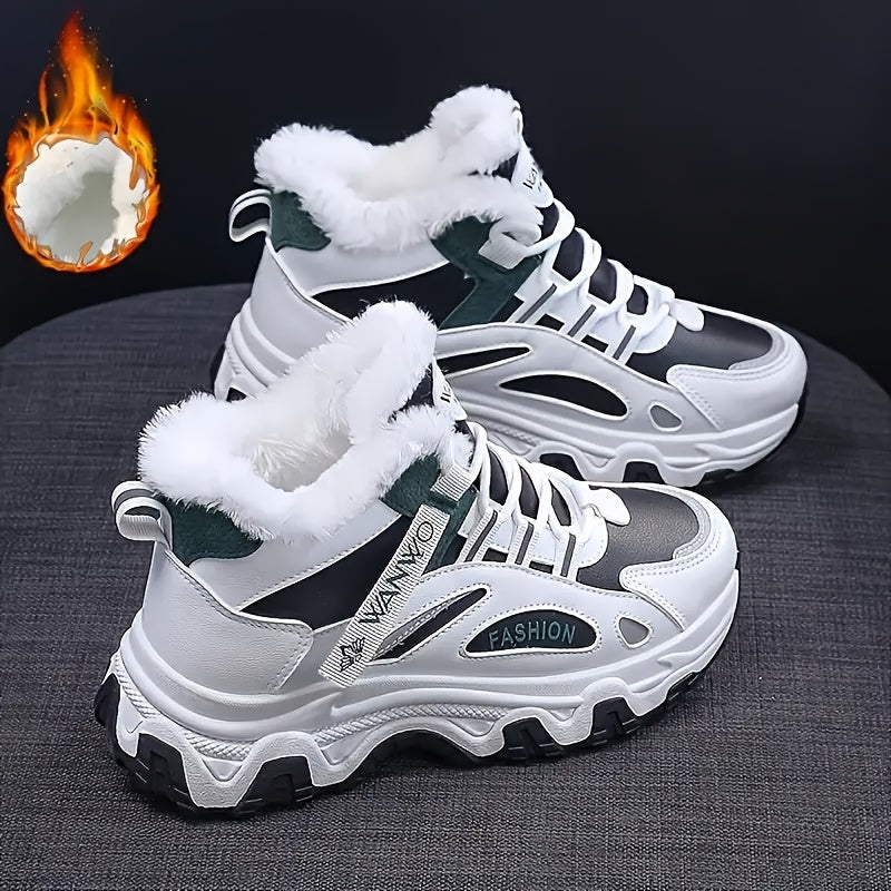 Cozy Fleece Lined Nonslip Striped Sports Shoes