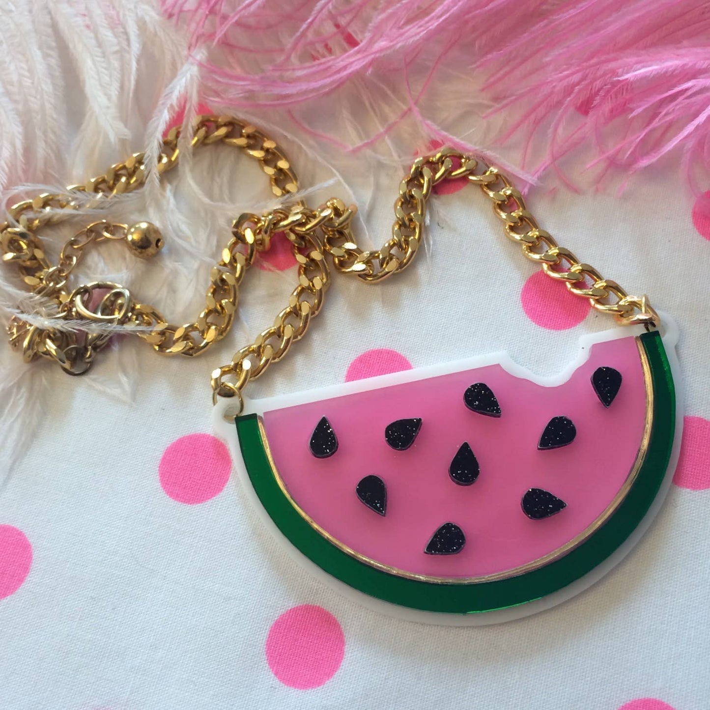 Watermelon Slice Acrylic Statement Necklace