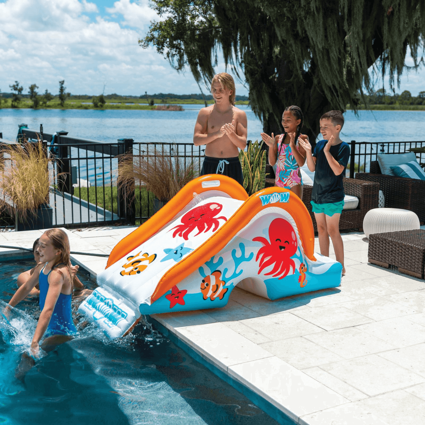 WOW Watersports Swirl Splash Pad Slide (Slide Only) with Inflated Side Rails