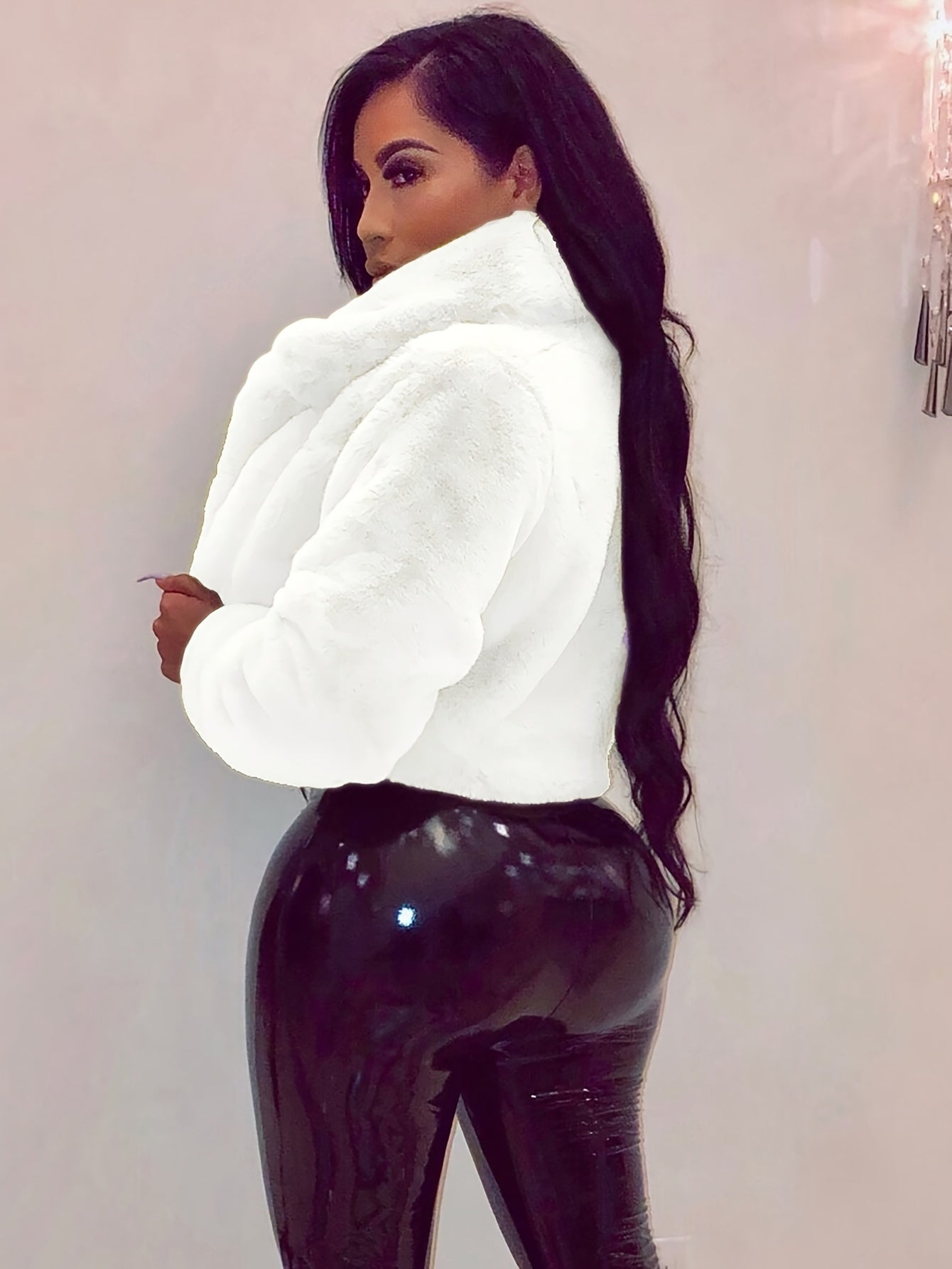 Cozy Chic Faux Fur Collar Cardigan Jacket