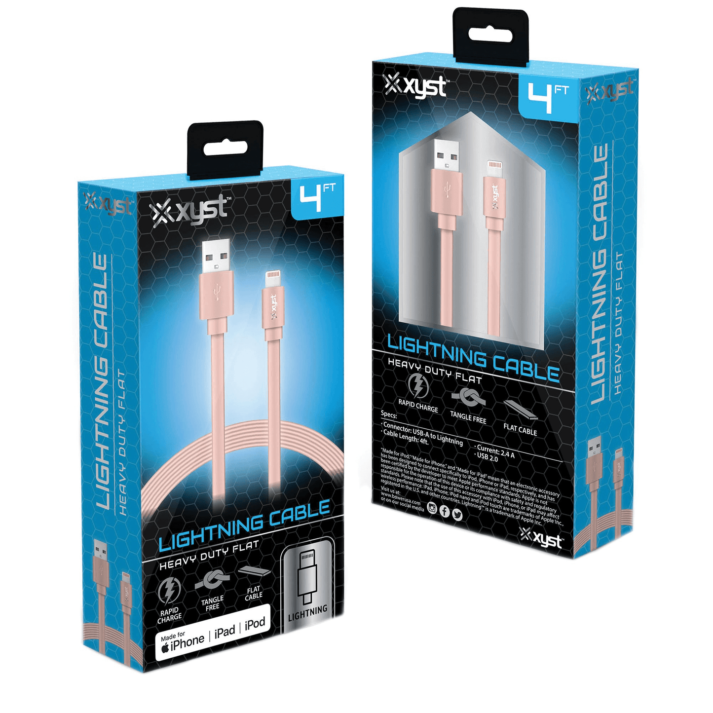 Xyst Charge and Sync USB to Lightning Flat Cable 4Ft