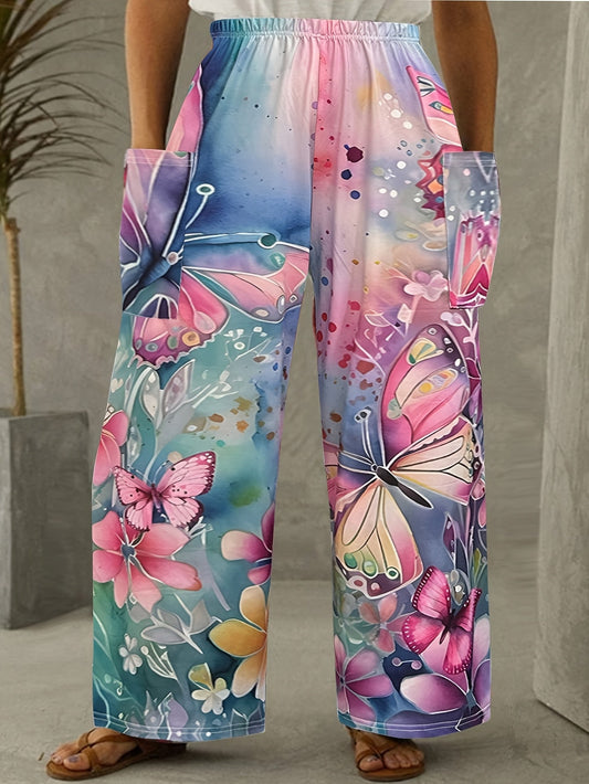 Chic Butterfly Plus Size Casual Pants