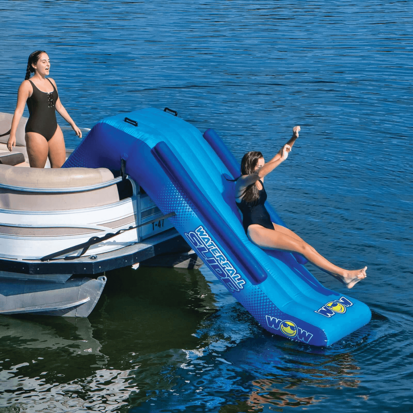 WOW Watersports Pontoon Waterfall Slide with Inflatable Safety Rails