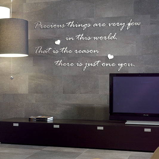 Precious English Letter Acrylic Mirror Surface Sticker Literary Sentence Background Wall Decoration Self-Adhesive 3D Wall Sticker