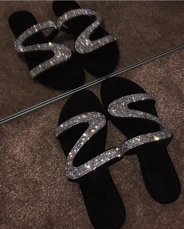 Trendy Women's Diamond Flat Sandals and Slippers