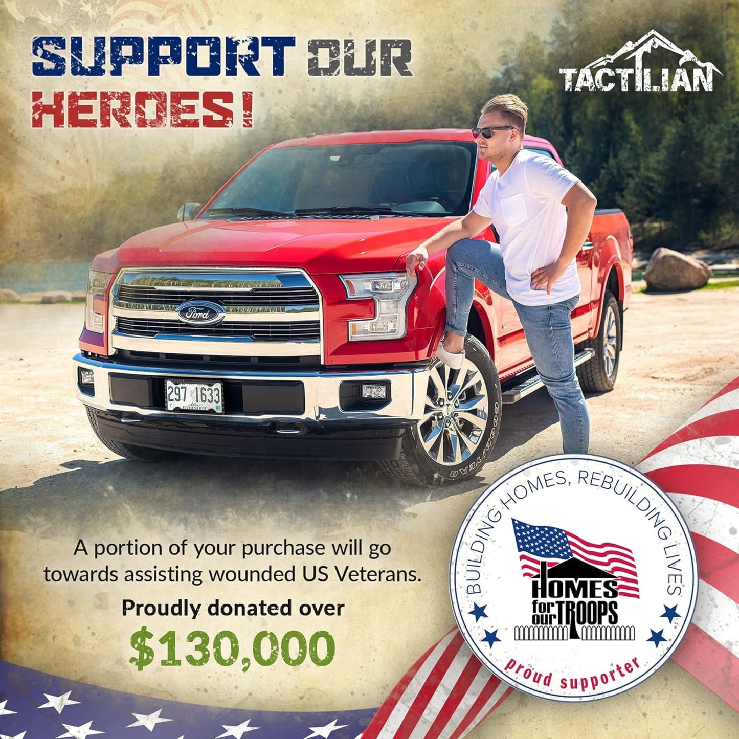 Tactilian Original Silicone American Flag License Plate Frame Holder