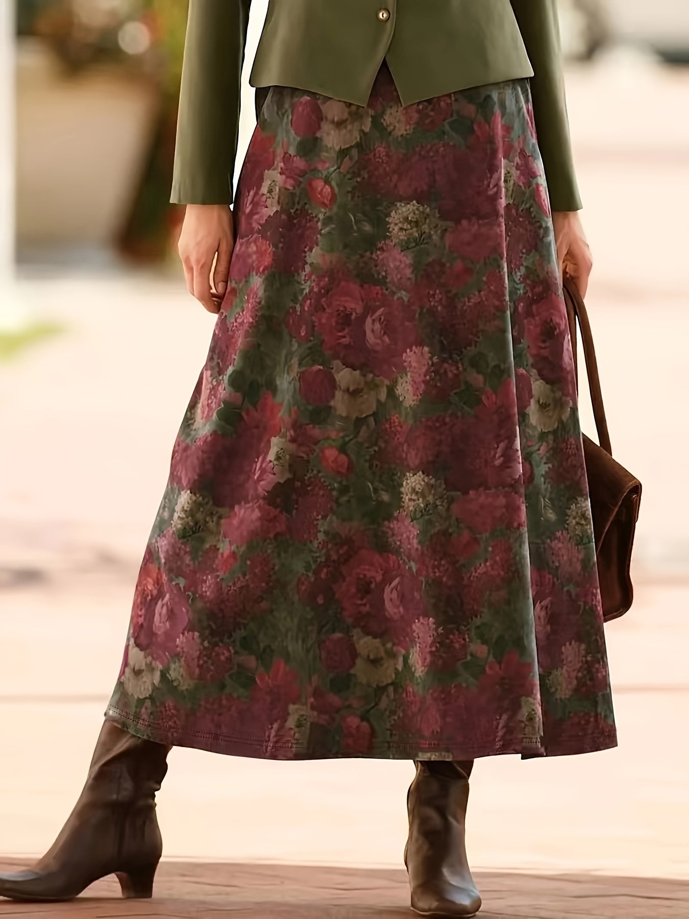 Floral High Waist A-Line Skirt Effortless Style