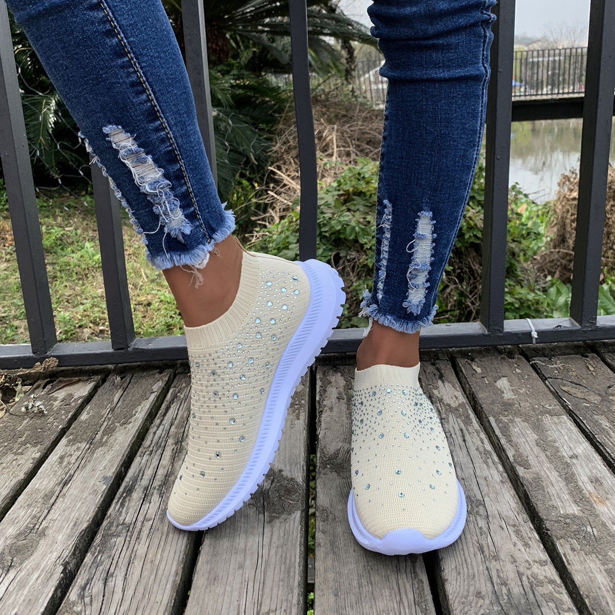 Women's Color block Mesh Platform Breathable Sneakers