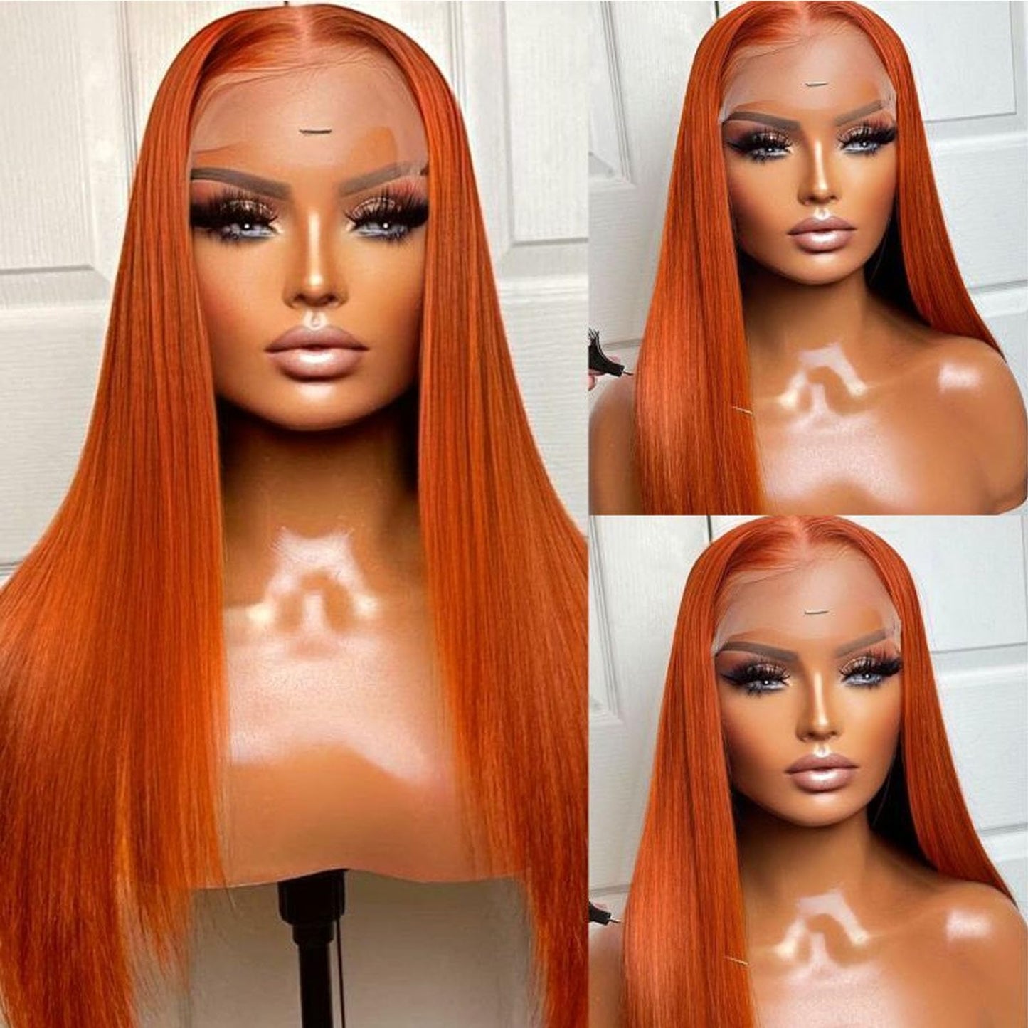 Fiumer Ginger Wig Human Hair 13x4 Straight Ginger Orange Lace Front Wigs Human Hair HD Transparent Lace Frontal 350 Colored Human Hair Wig Pre Plucked With Baby Hair 180% Density 28inch
