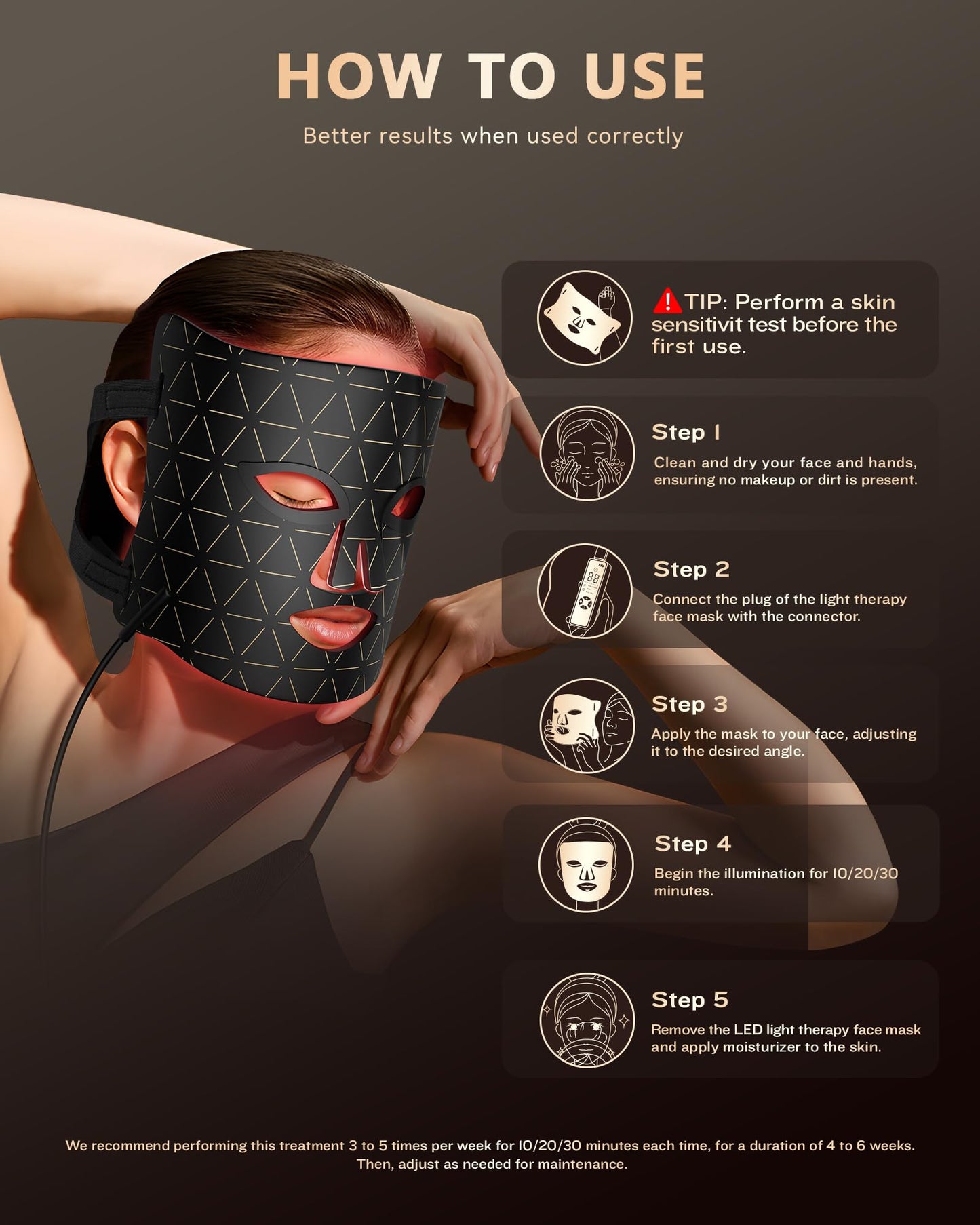 FOLOKE LED Light Therapy Face Mask, Red Light for Skin Rejuvenation, Blue for Relief and Repair, Enhanced Skin Restoration and Double Rejuvenation Effect