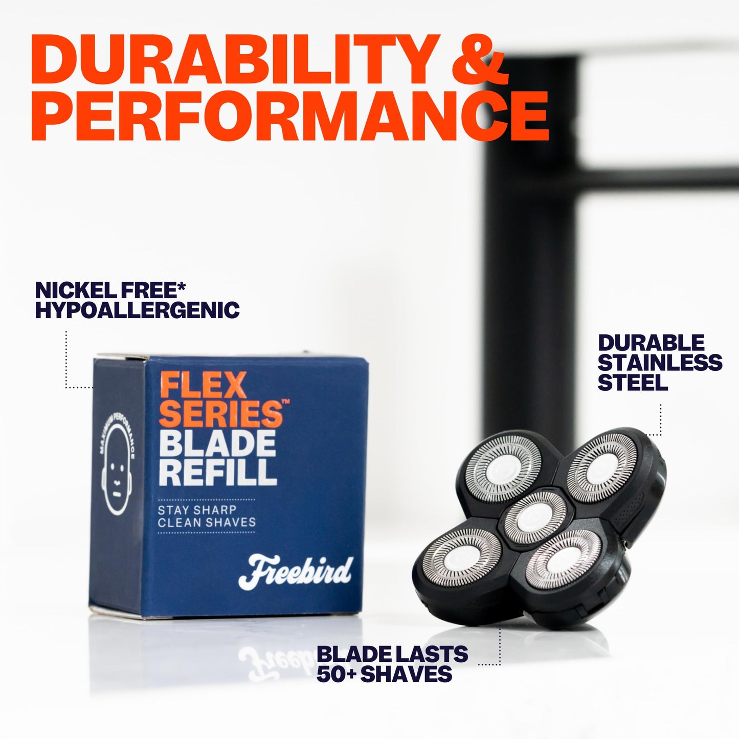 Freebird FlexSeries Blade 3 Pack Refills - No Irritation, Razor Bumps or Ingrown Hairs, Ultra-Sharp, Durable, ScalpSafe Design, QuickSnap Install, Replace Every 50 Shaves, Compatible with FlexSeries