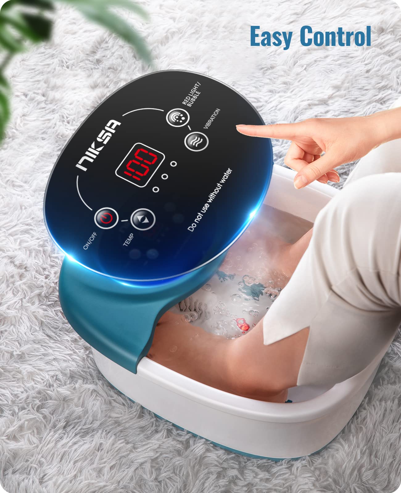 Foot Spa Bath Massager with Heat, Bubble, Vibration and Temperature Control, 22 Massaging Rollers Foot Soak Tub for Foot Pain Relief, Pedicure Foot Soaker with Acupressure Massage Points & Red Light