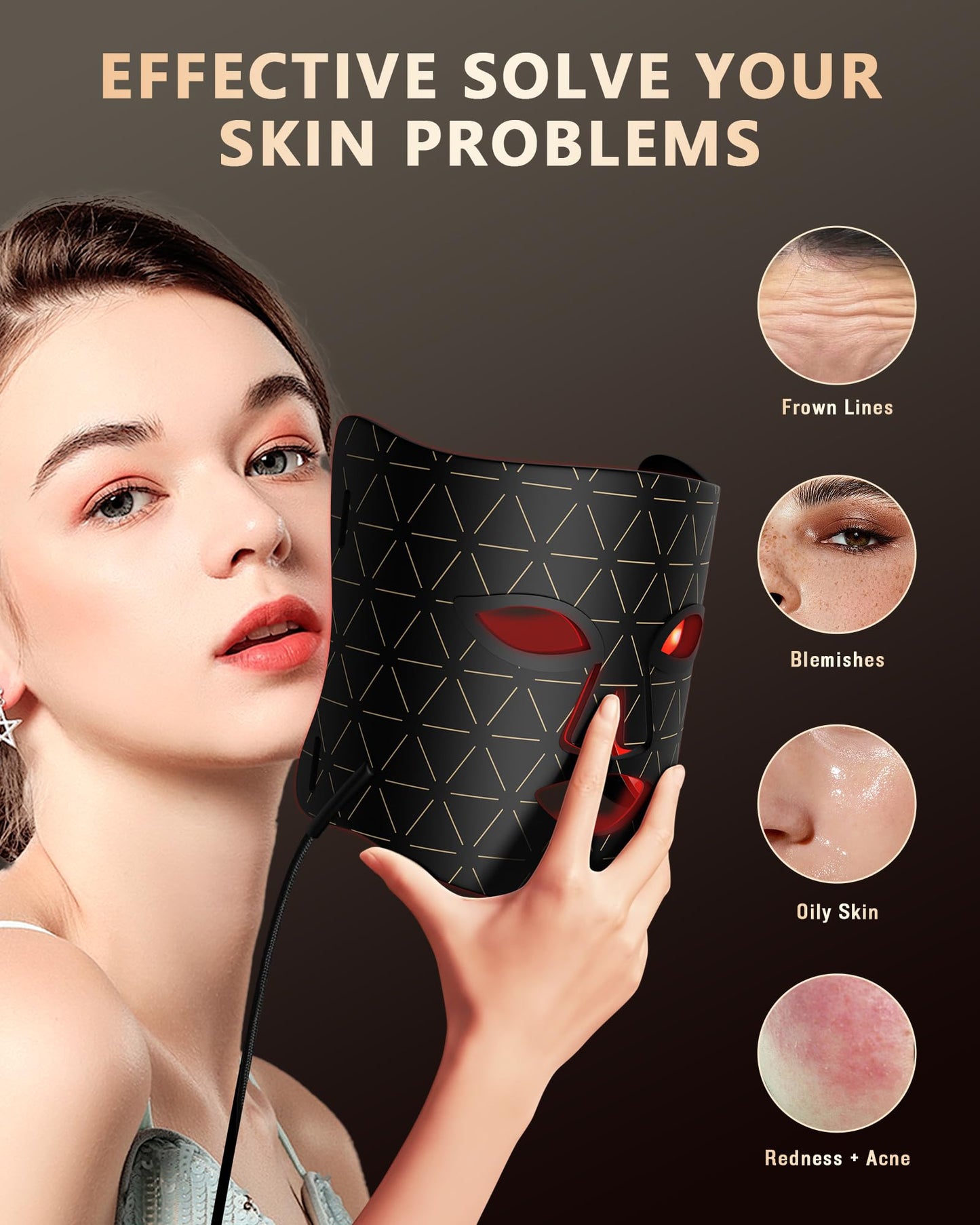 FOLOKE LED Light Therapy Face Mask, Red Light for Skin Rejuvenation, Blue for Relief and Repair, Enhanced Skin Restoration and Double Rejuvenation Effect