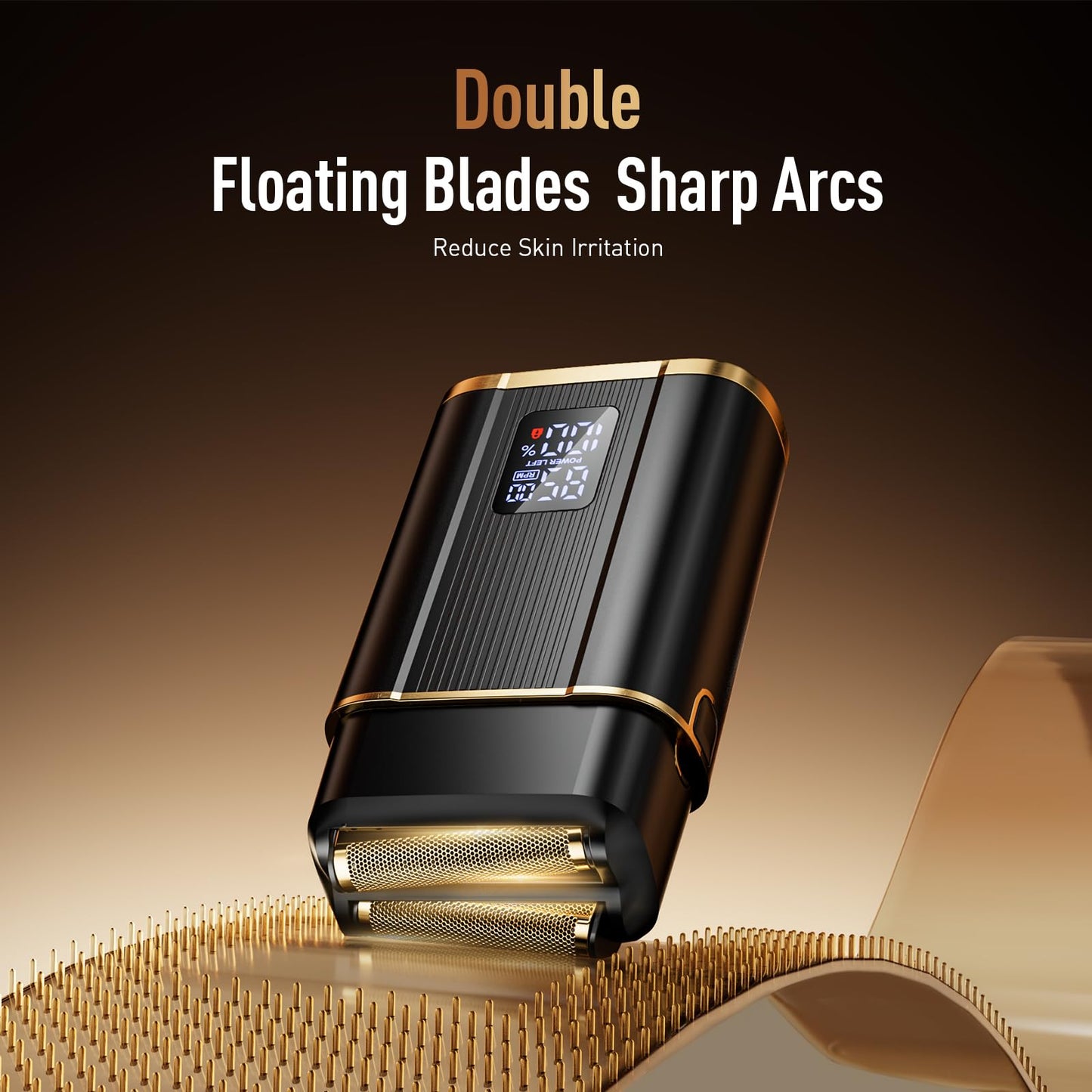 Foil Shavers for Men, High Speed Double Floating Blades Electric Razor, IPX6 Waterproof Dry/Wet, 2 Adjustable Speed Electric Shaver with LED Display, USB-C Deep Black