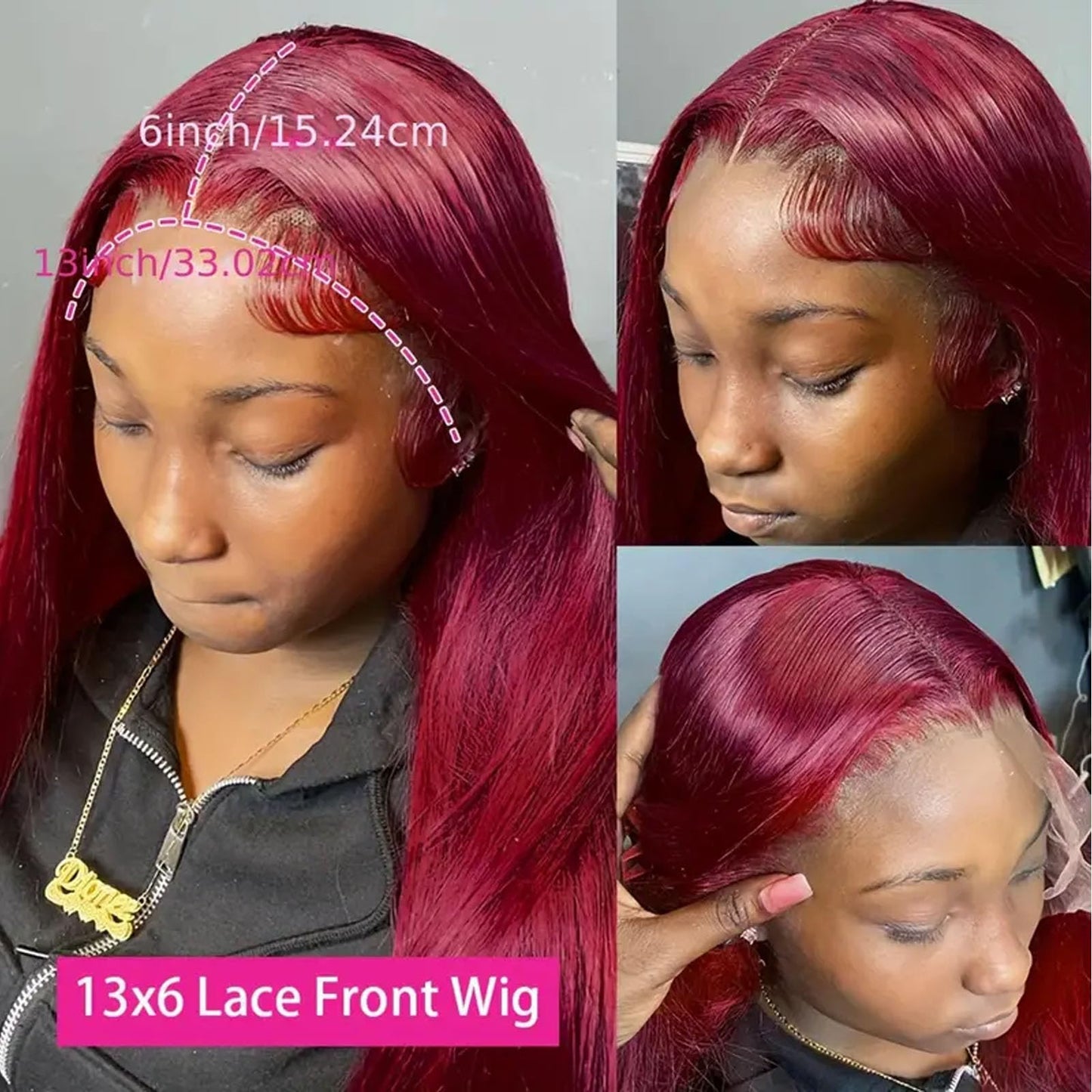 Fiumer 99j Burgundy Lace Front Wigs Human Hair 28inch 13x6 HD Transparent Lace Straight Red Wig Human Hair Colored Reddish Brown Lace Frontal Wigs Human Hair 180% Density Pre Plucked With Baby Hair