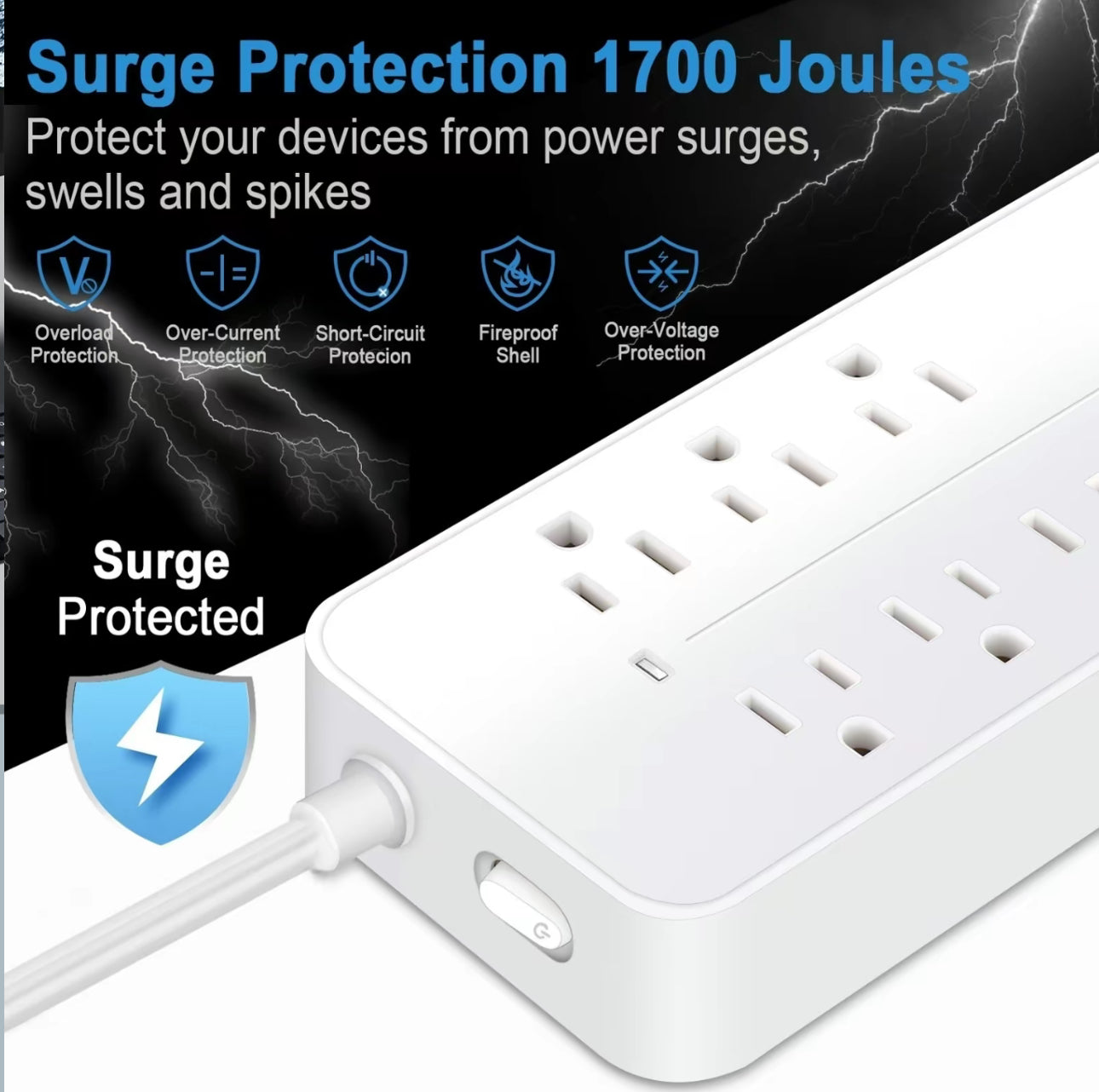 FlatCharge 8-Outlet Power Strip