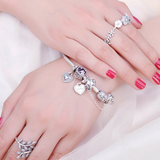 JewelryPalace Authentic 925 Sterling Silver Beads Cubic Zirconia Beads Charms fit Bracelets Bangles Ladies Girls DIY Jewelry