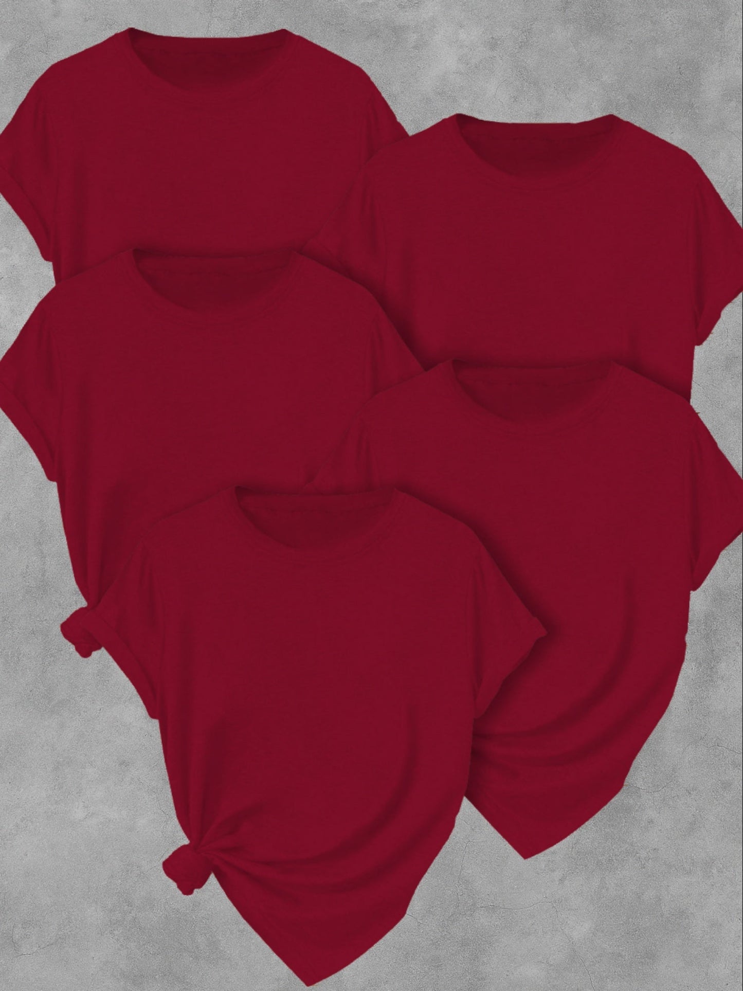 5Pack Womens Soft Stretch Casual Round Neck T-Shirts