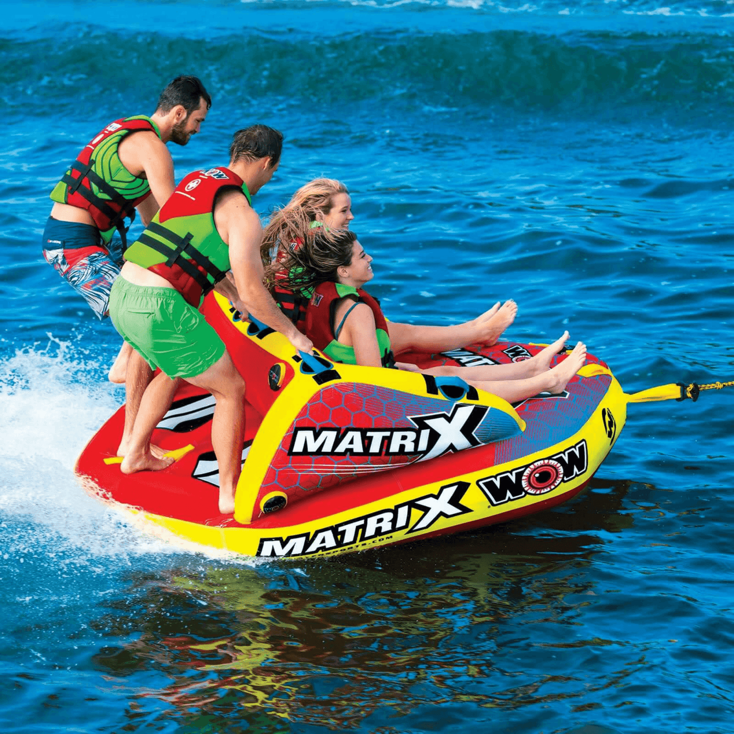 WOW Watersports Matrix Towable Boat Tube w Secure Seating for 1-4 Persons