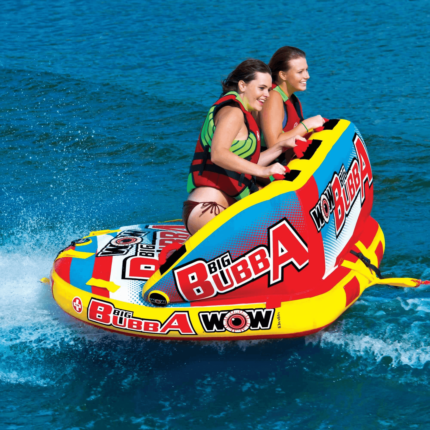 WOW Watersports Big Bubba Hi Vis 2 Person Towable Water Tube For River and Lake