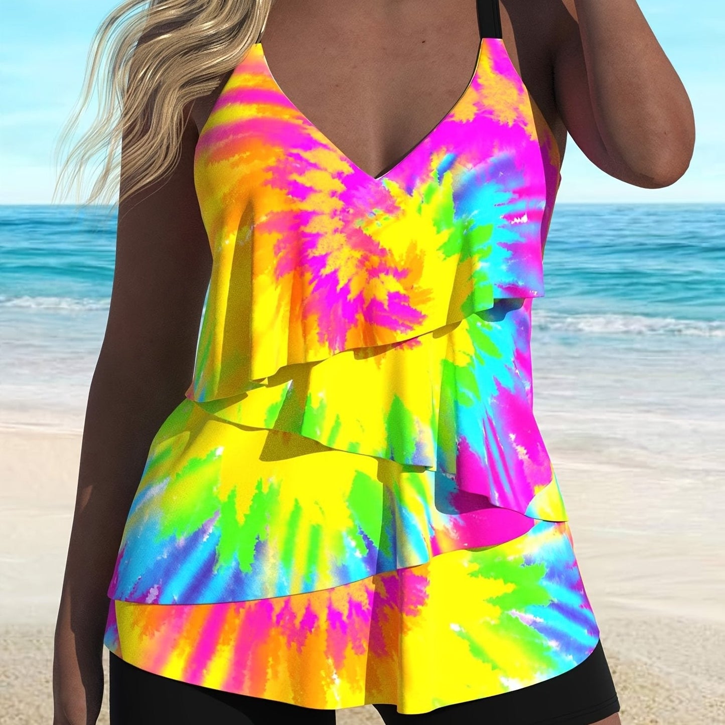 Zhan Dye Tankini Sexy  Stylish Swimsuit Set