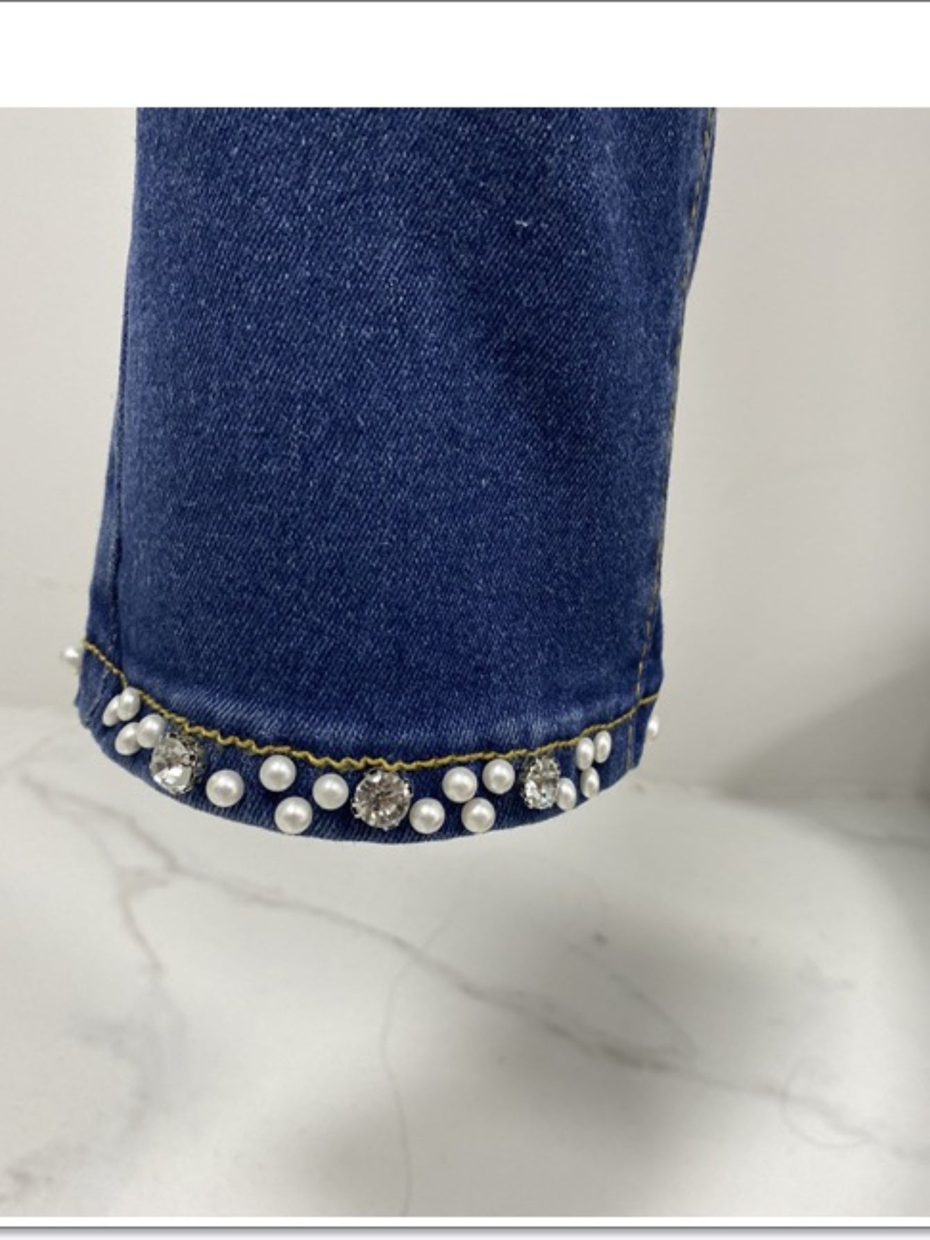 Skinny Split Hem Pants with Floral Flair