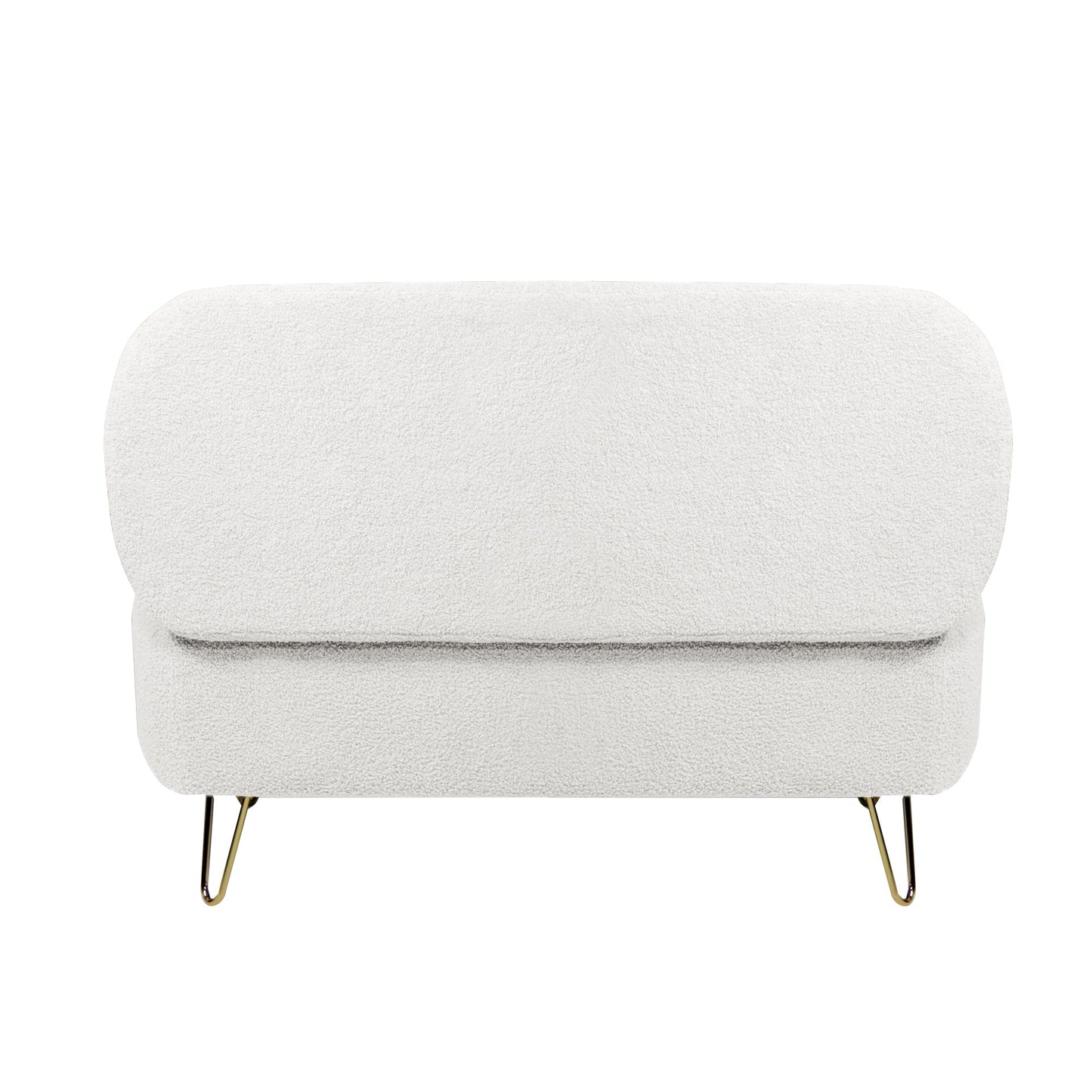 Ivory White Storage Ottoman Bench for End of Bed Gold Legs