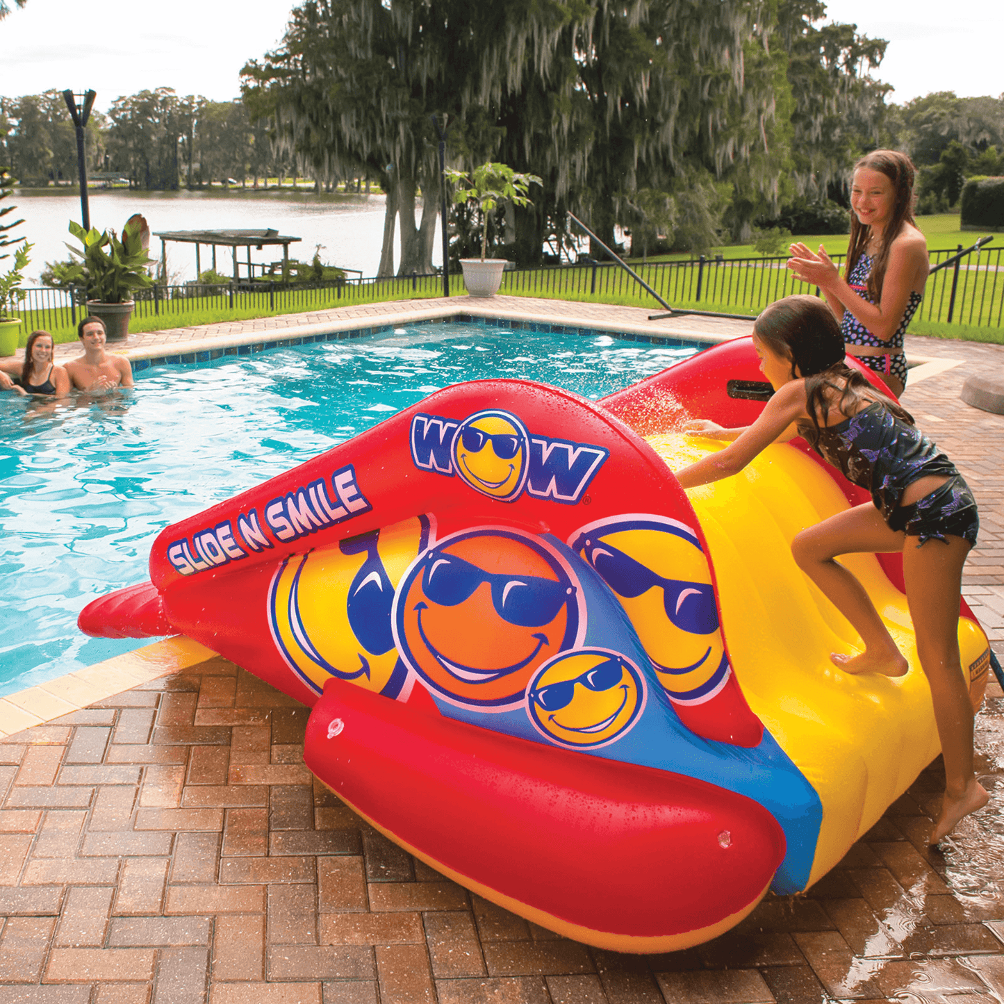 WOW Watersports Slide N Smile Inflatable Pool Slide with Sprinklers